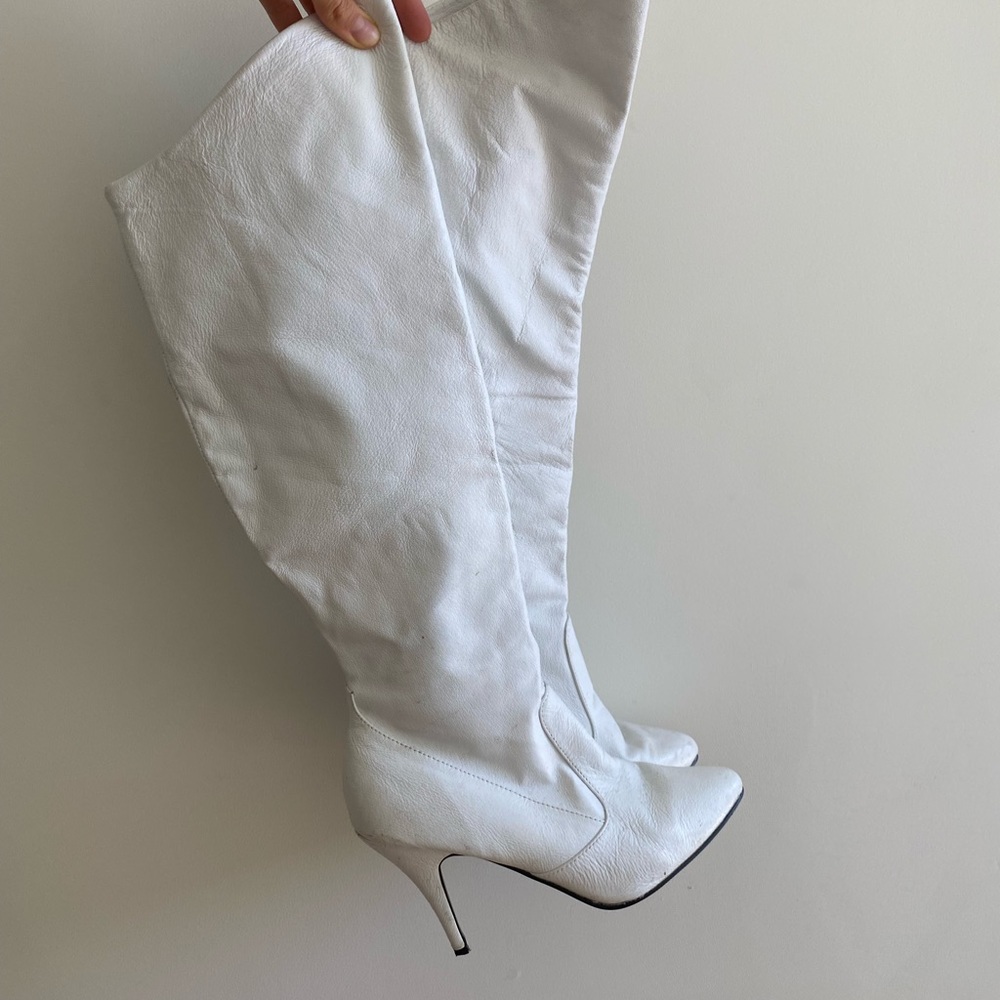 Leather Knee High Heels